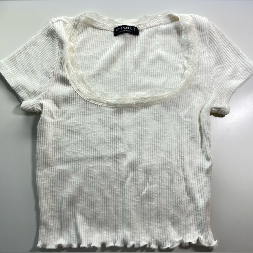 top with lace neckline